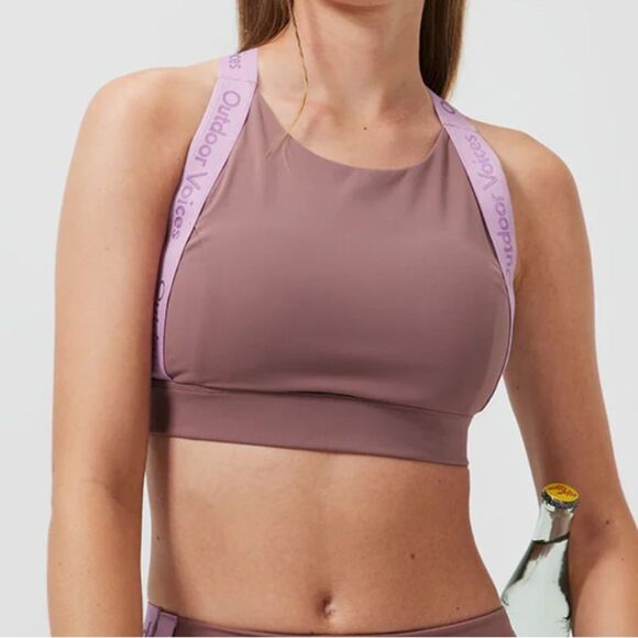 Outdoor Voices Women's Snacks Bra Deep Taupe Medium - Picture 1 of 8